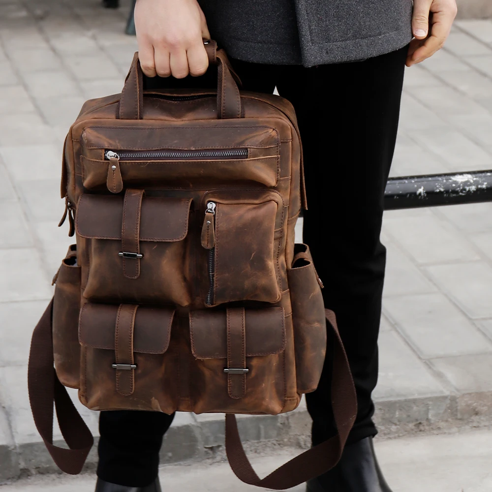 MVA Vintage Genuine Leather Backpack 15\