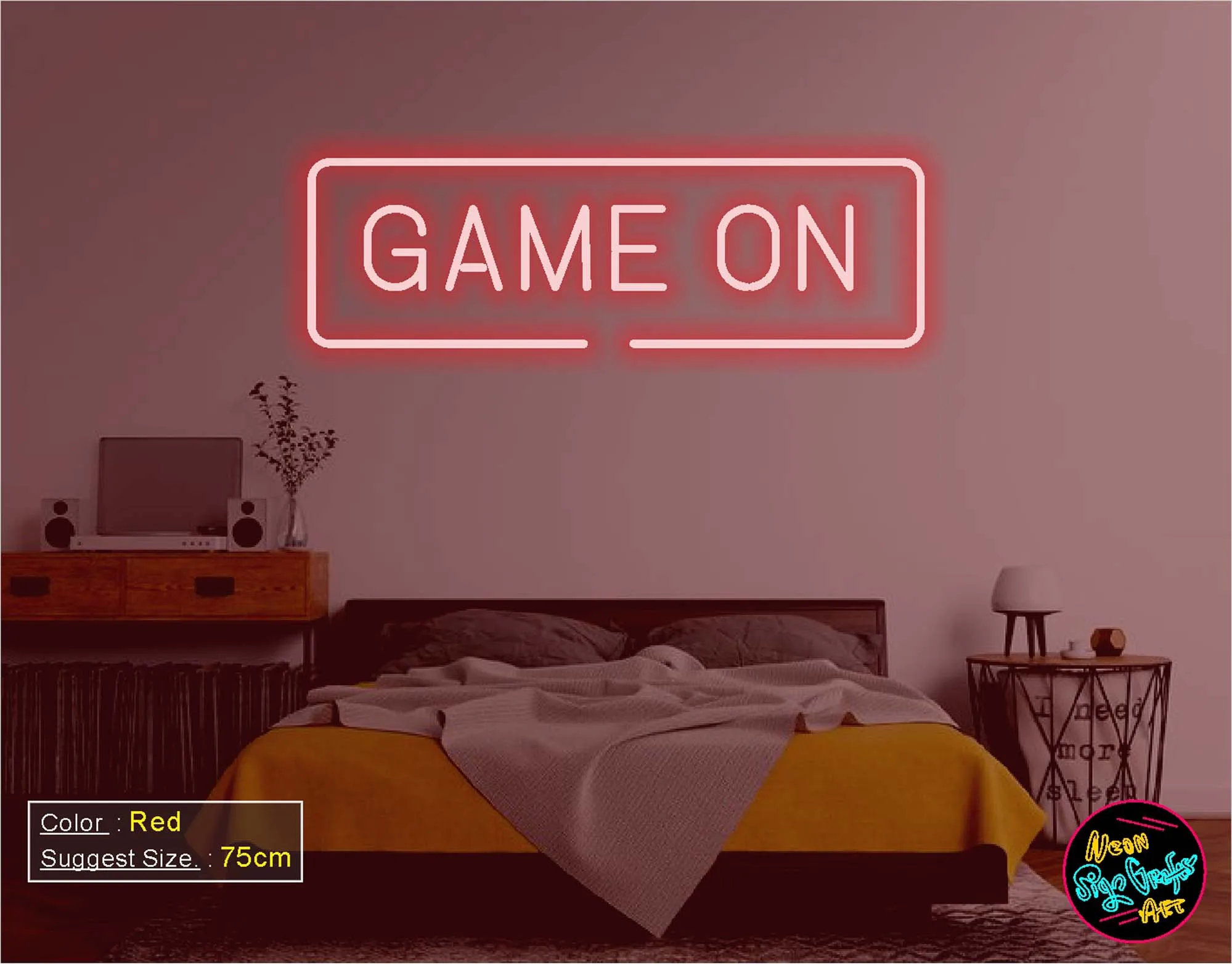 Game On Neon Sign Handmade Custom Neon Sign,Wedding Light Sign,Neon Led Sign,Neon Lights For House, Room or Store,Party Decorati