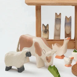 Baby Toys Farm Animal Doll Wooden Toys Kids Stacking Blocks Rainbow Building Nordic Montessori Educational Wood Toy For Children