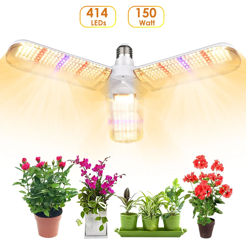 E27 LED Grow Light 150W Full Spectrum for Greenhouse Indoor Plant and Flower High Yield Plant Growth Lamp Adjustable Shape