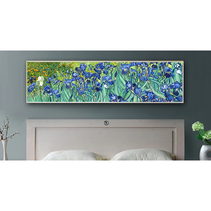 Diy 5D Diamond Embroidery Mosaic Painting Cross Stitch,Full Oil Painting Blue Blooming Flowers, Flying Swallow Decorative Gift