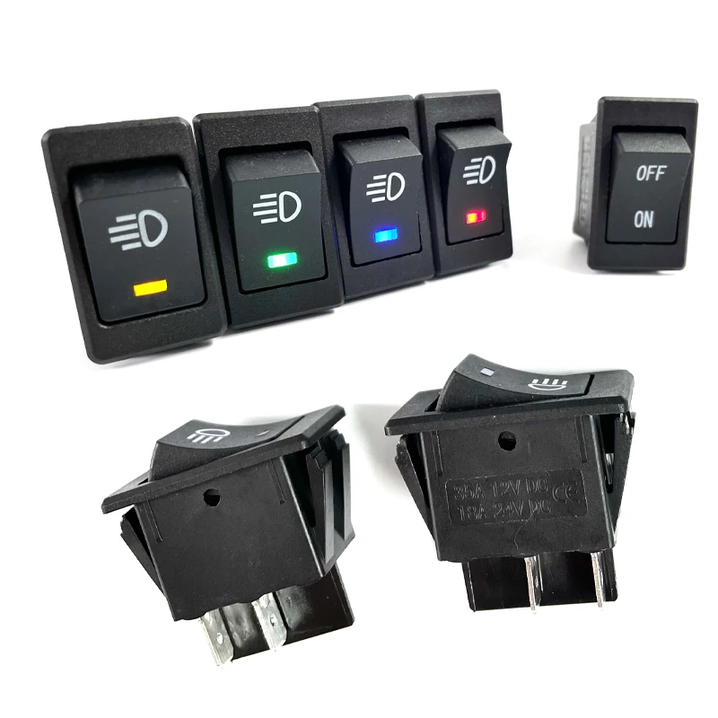 KCD4 Rocker Switch ON-OFF 2 Position 4 Pins LED 12V 35A automobile refitting fog lamp switch with light Rocker switch