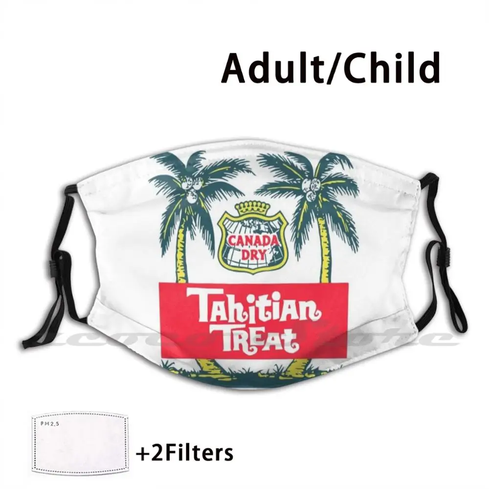 

Tahitian Treat Mask Cloth Washable DIY Filter Pm2.5 Adult Kids Tahiti Drinks Beverages Soda Vintage Palms Islands