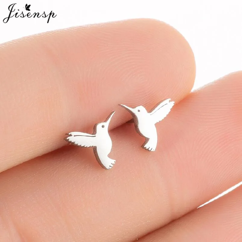 New Stainless Steel Stud Earrings Cute Flying Bird Charm Hummingbird Earring for Women Everyday Jewelry Girls Birthday oorbellen