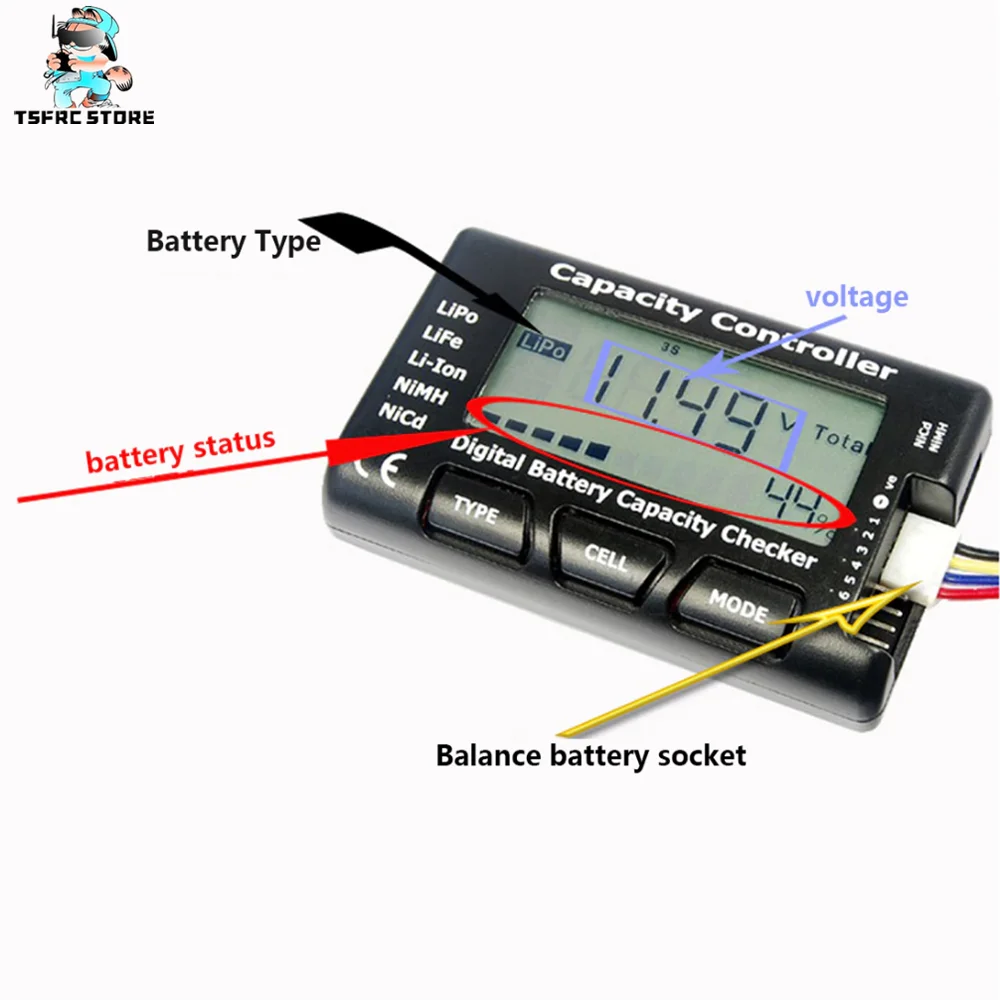 promotions RC cellmeter-7 power display 2-7S digital measurement power and voltage display model airplane lithium battery tester