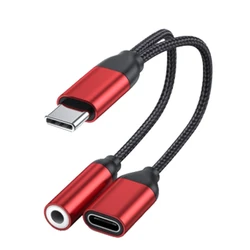 Adapter USB C 2 en 1 a 3,5mm, con cargador, tipo 3,5mm, auriculares