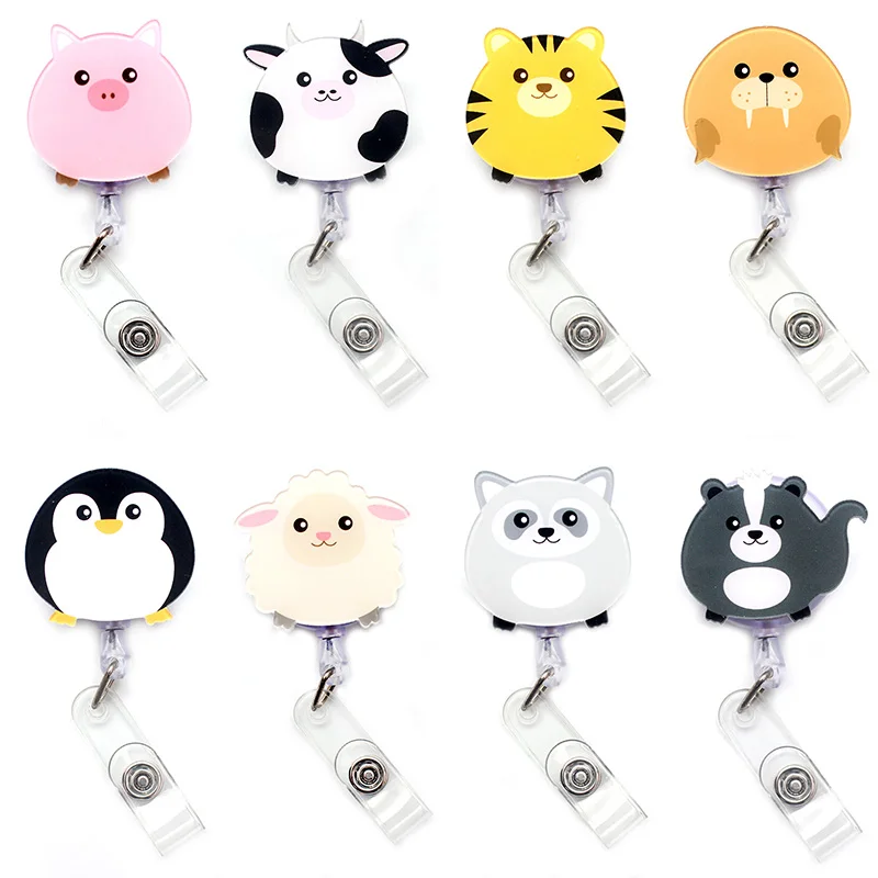 New Cartoon 60cm Acrylic Cute Penguin Retractable Badge Reel Student Nurse Hospital Exhibition Enfermera Name Card ID Card Chest