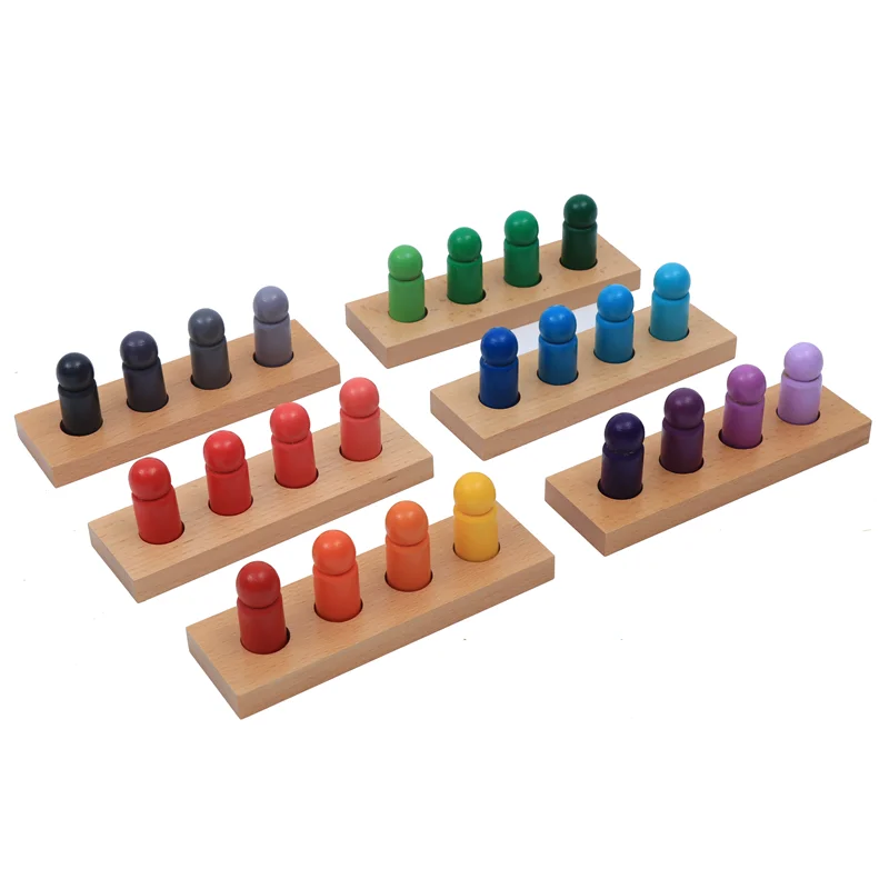 Montessori Sensorial Materials Colour Resemblance Sorting Task Cylinders and Boards Early Childhood Education Game for Children