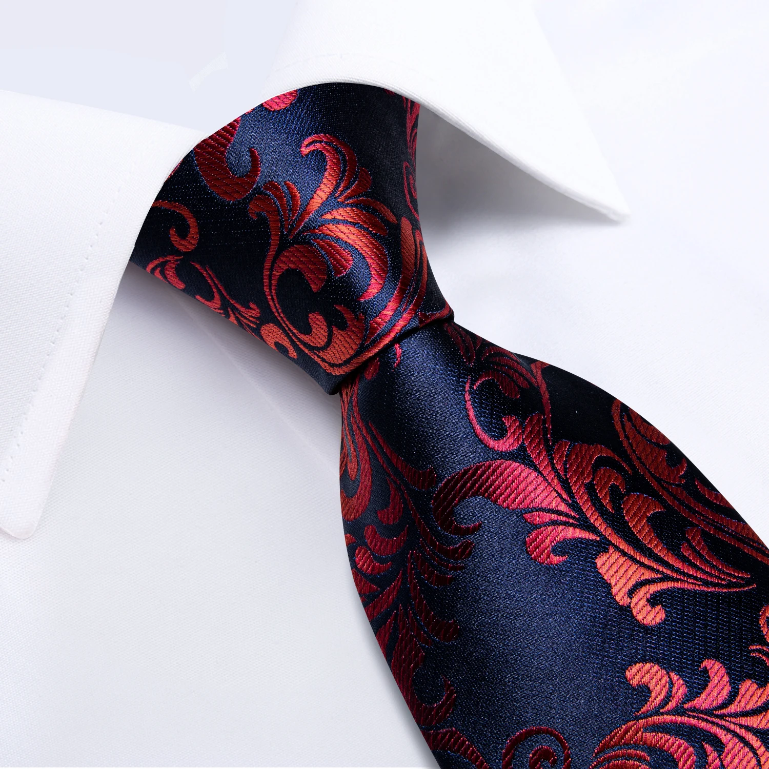 Neue Designer-Krawatten in Blau und Rot mit Paisley-Muster für Herren, Hochzeits- und Partykrawatte, luxuriöse Krawatte mit Ring und Brosche, Krawatten-Set, Geschenk für Herren, DiBanGu – Detail 13