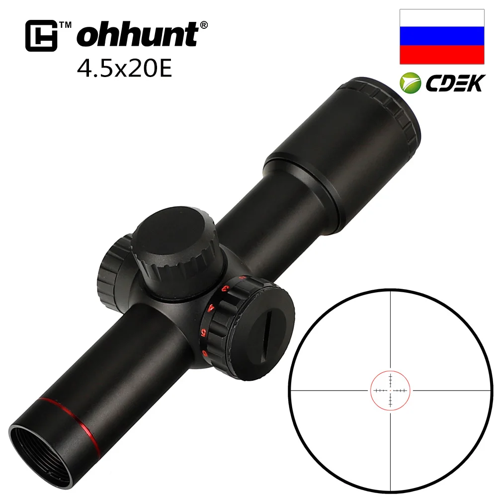 

Ohhunt 4.5x20E Compact Hunting Scope Red Illuminated Glass Etched Reticle Scope With Flip-open Lens Caps