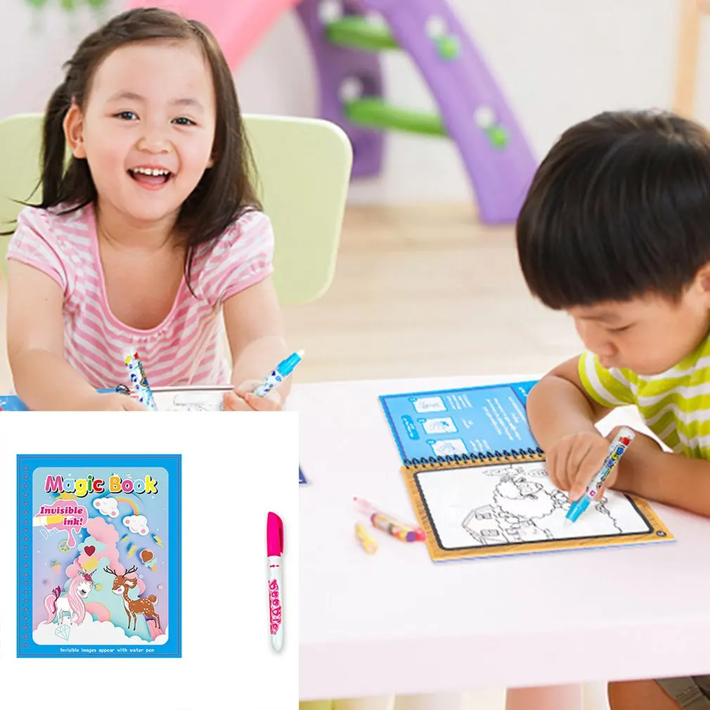 Montessori Toys Kids Colorful Water Picture Book Coloring Graffiti Reusable Doodle Magic Pen Drawing Board Toys Children Gifts