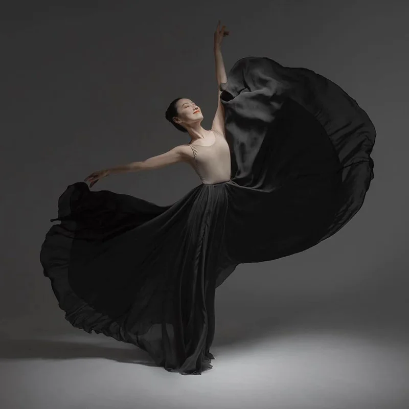 Vestido Flamenco Espanhol para Mulheres, Performance de Ballet, Saia para Dança Clássica, Barriga Cigana Flamengo Sólido, 720 Graus