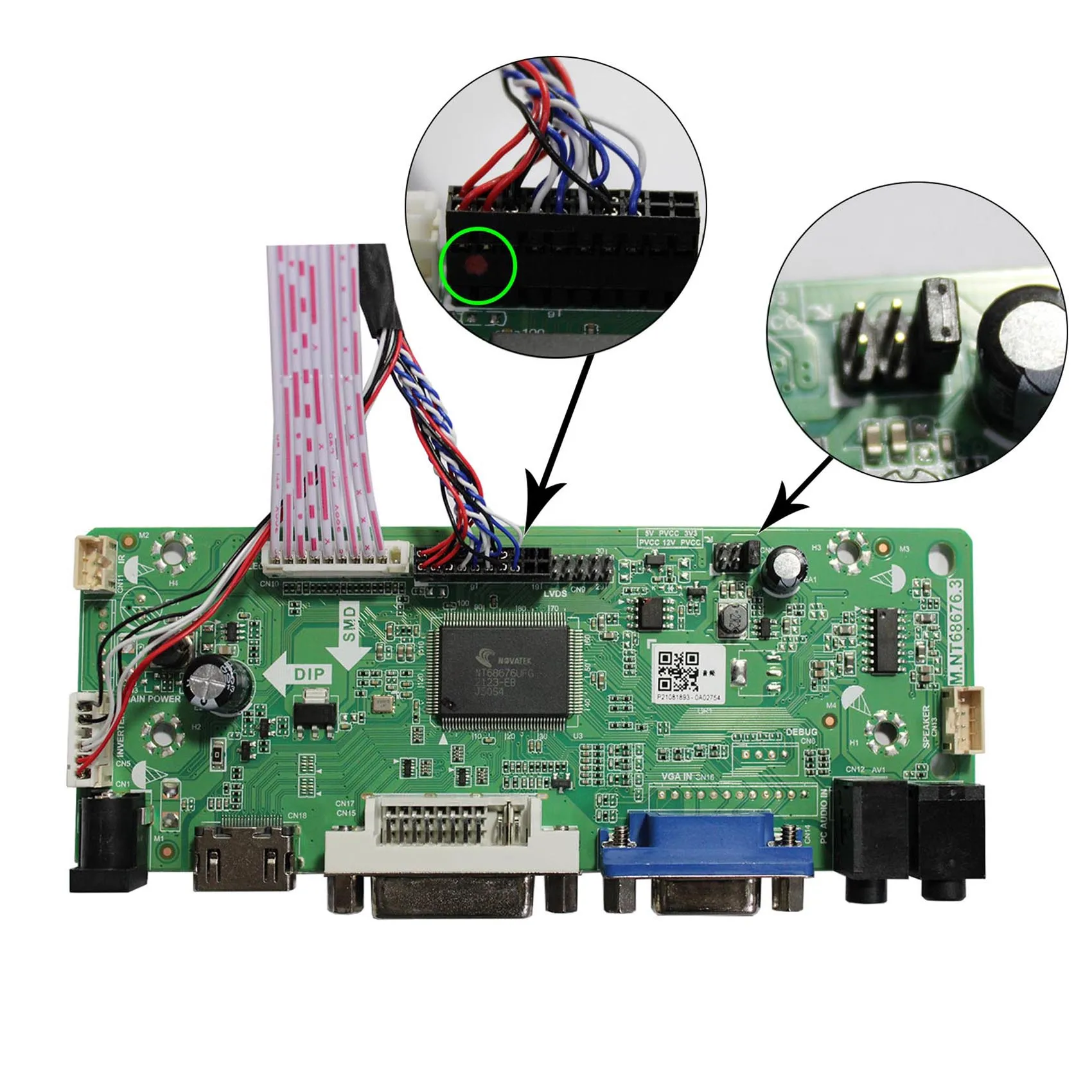 VSDIAPLAY H/D+VGA+DVI+Audio Input LCD Controller Board For 15.6\