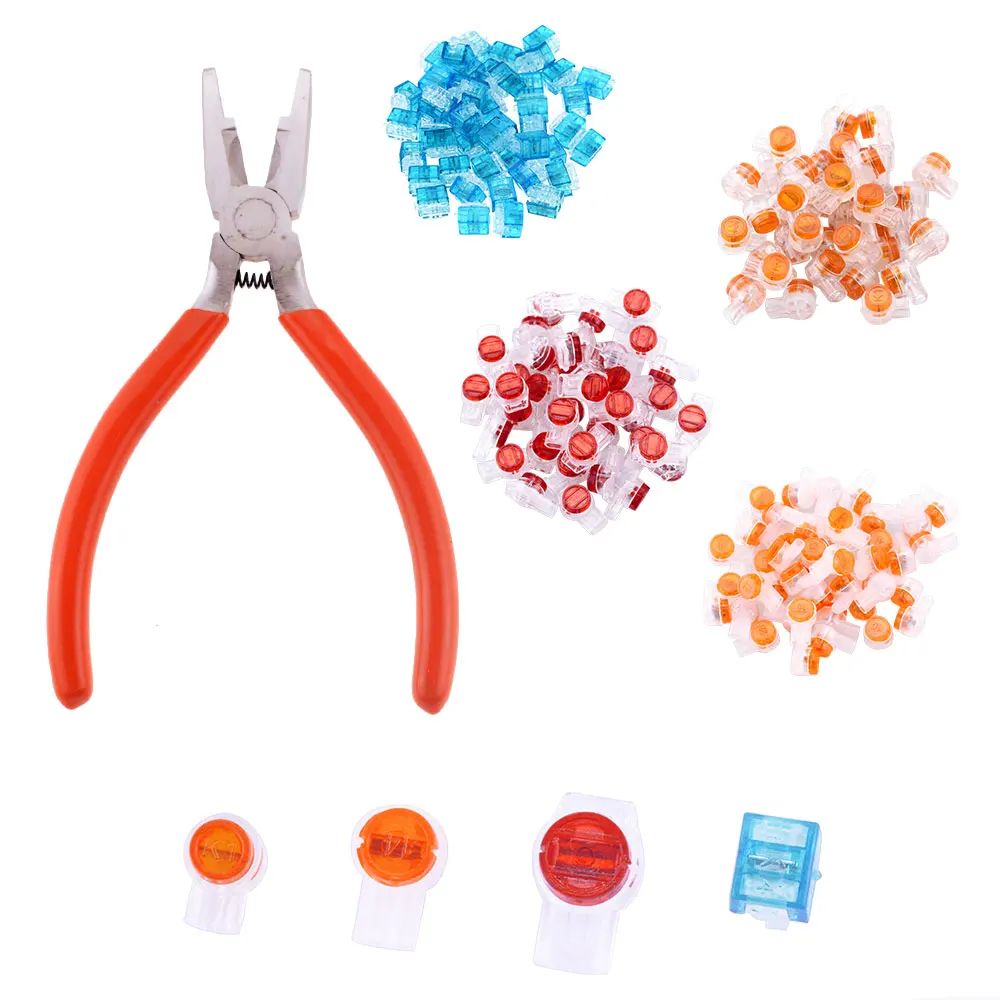 

200PCS UY UR UB Crimp Connection Terminals + 1PCS Crimping Pliers K1 K2 K3 K4 Connector Waterproof Wiring For Cable Cord Term