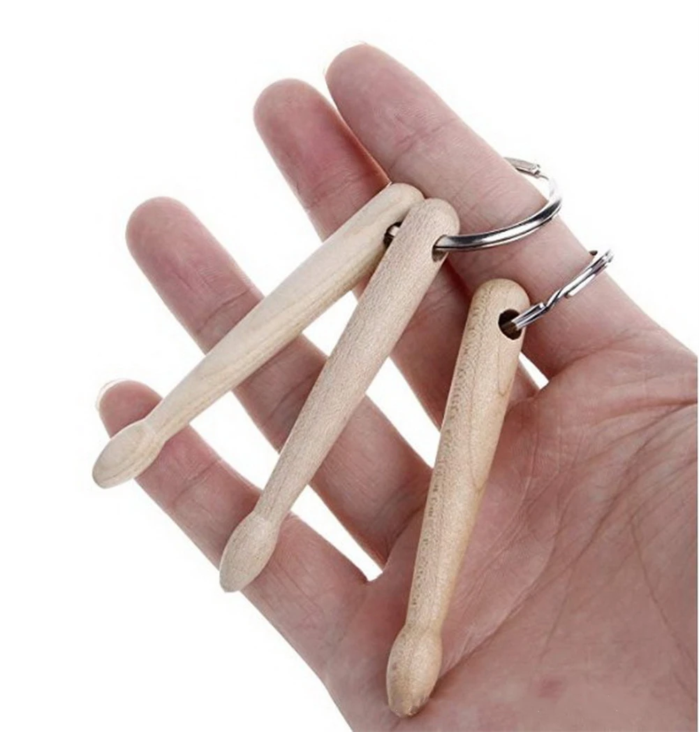 Mini Drum Sticks Keychain Beech Wood Drumsticks Percussion Key Ring Fashion Accessories Music Gift Musical Instrument Toys