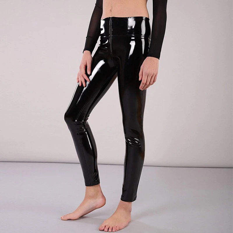 Sáng Bóng Bằng Sáng Chế Da Quần Bút Chì Nữ Cao Cấp Đầm Bodycon Legging Da PVC Khóa Kéo Slim Quần Dài Co Giãn Hộp Đêm Tùy Chỉnh