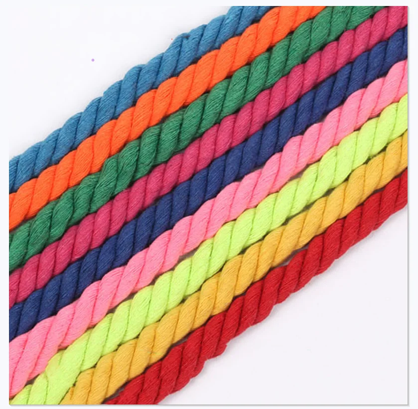 2Meters 12MM 3 Shares Twisted 100% Colorful Cotton Cords/Rope for Bag Home Decor DIY Textile Accessories