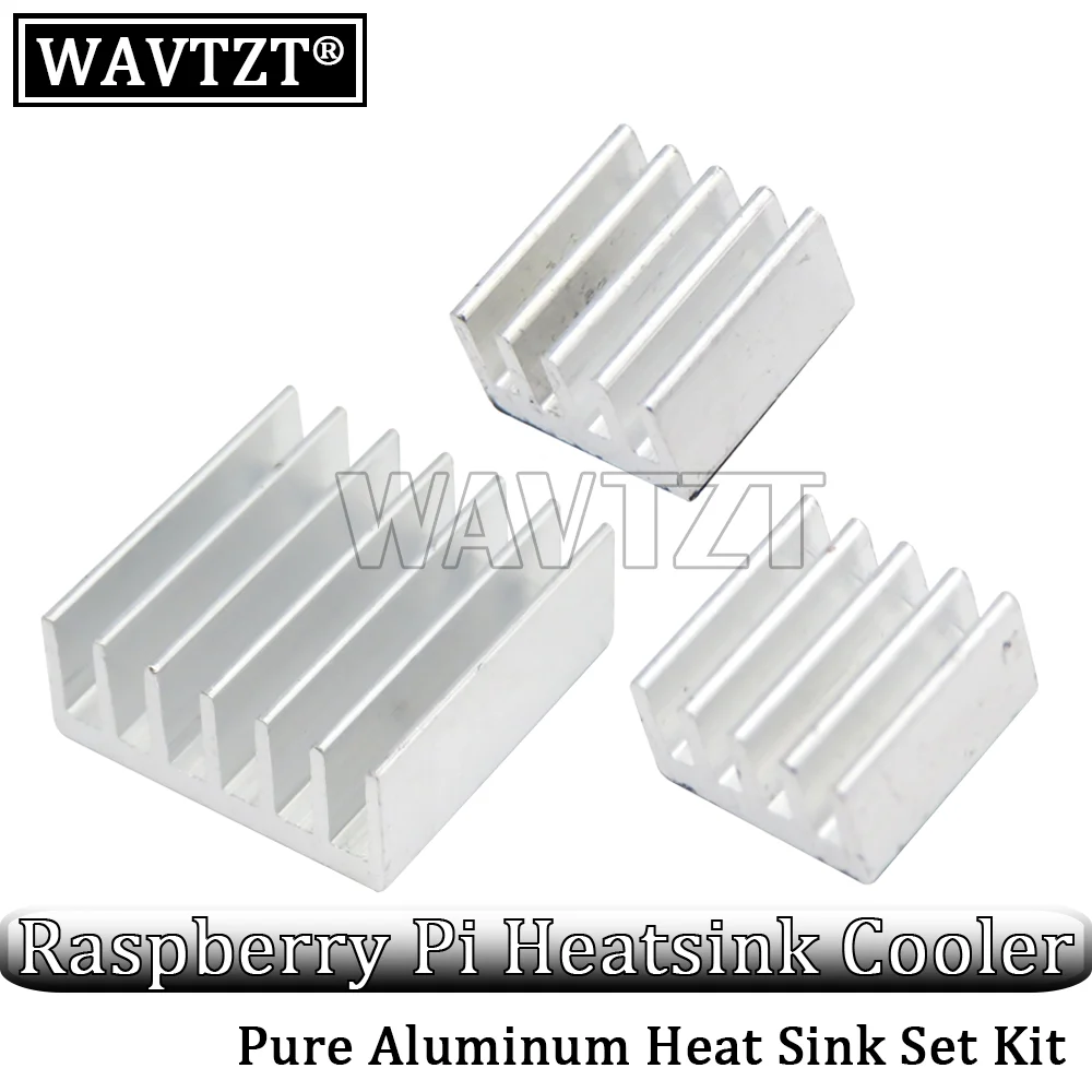 WAVTZT 3PCS Adhesive Raspberry Pi Heatsink Cooler Pure Aluminum Heat Sink Set Kit Radiator For Cooling Raspberry Pi 2 B