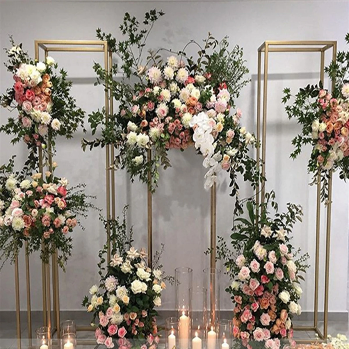

5pcs/set)Event and party rectangle metal frame wedding gold flower stand AB0714