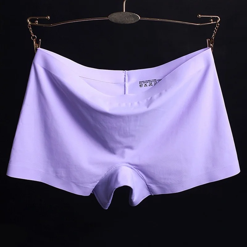 Boxer en soie glacée pour femme, pantalon de sécurité anti-vide pour femme, respirant, quatre coins, couleur unie, lime en coton, objectifs, été,