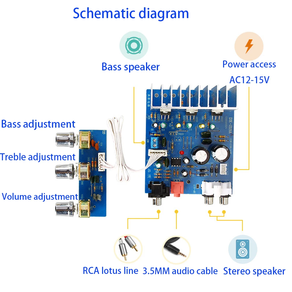 Tenghong TDA2030 Subwoofer Amplifier Board 15W*2+30W 2.1 Sound Amplifier Power Audio Amplificador Dual AC12V-15V Stereo AMP