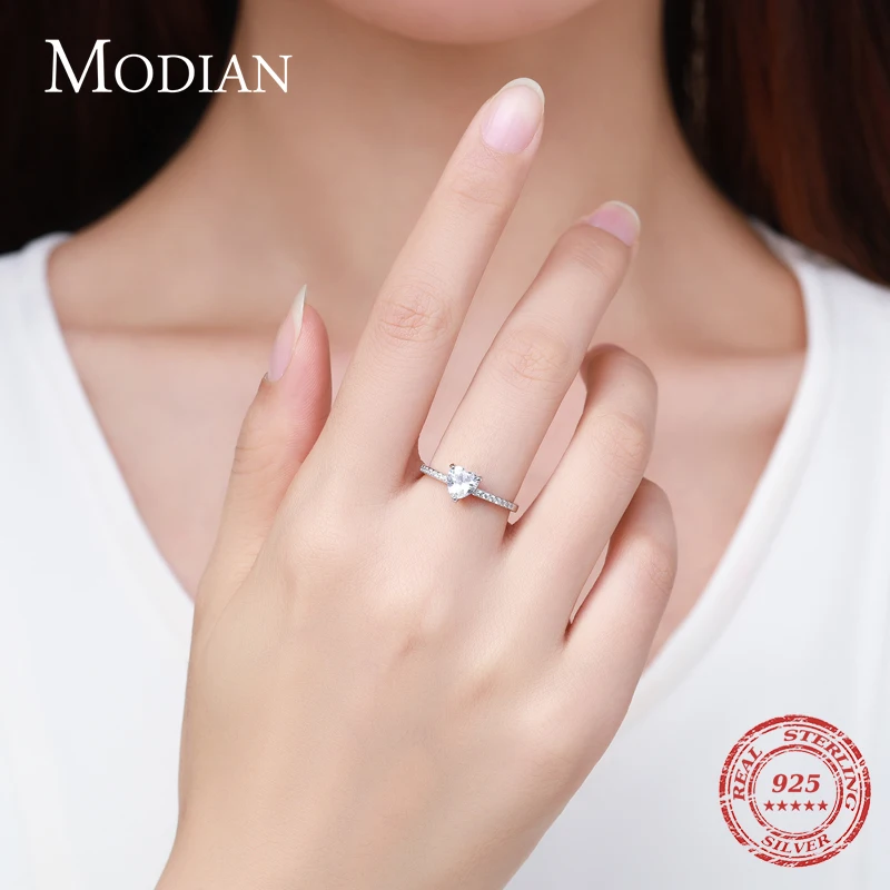 Women's Sparkling 925 Sterling Silver Heart CZ Ring