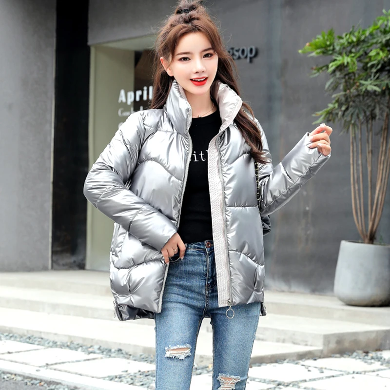 New Winter Jacket Women High Quality stand-callor Coat Fashion Jackets Hiking Climbing Sport Clothing Casual Parkas Silver