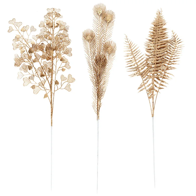 Goldene Serie Künstliche Blumen Konzentrischen Bouquet Eukalyptus Blätter Gefälschte Pflanzen Für Home Decor Hochzeit Weihnachten Party Blumen – Detail 22