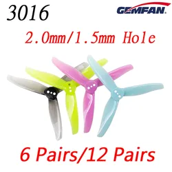 Gemfan Hurricane 3016 3inch Toothpick 3X1.6X3 3-Blade PC Propeller 1.5mm 2mm Hole for RC FPV Racing Drone 1303 5000KV Motor