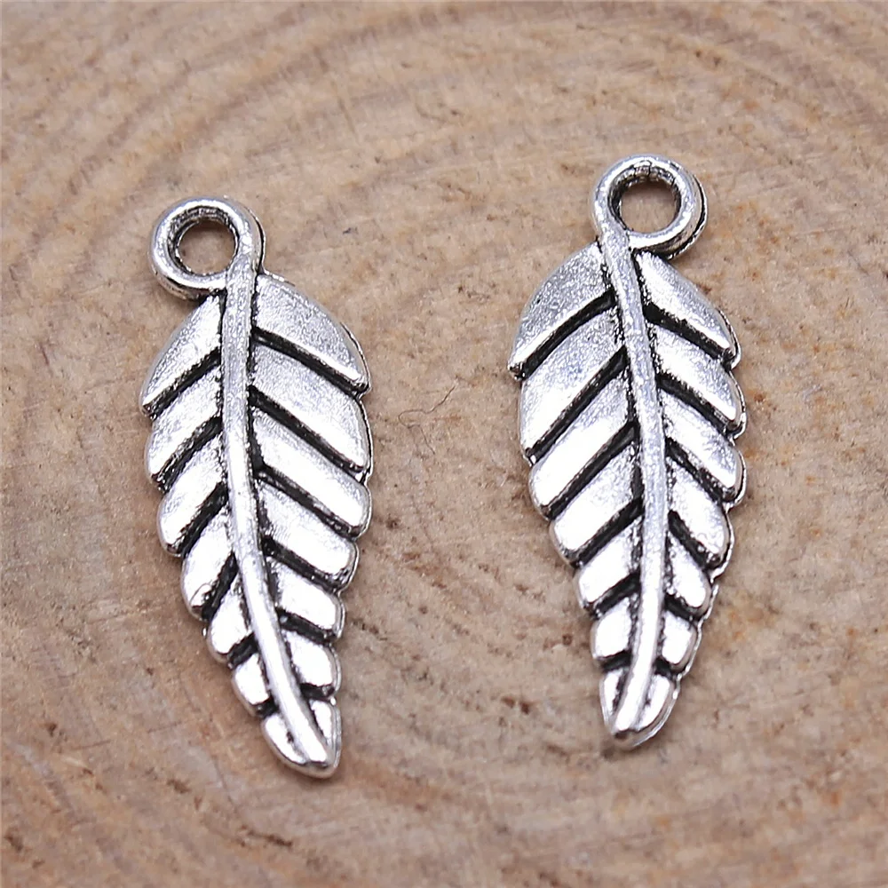 

free shipping 108pcs 20x7mm antique silver Leaves charms diy retro jewelry fit Earring keychain hair card pendant accessories