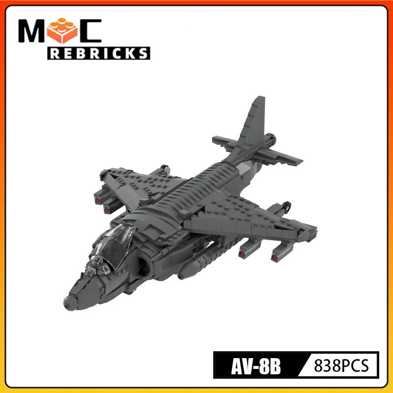 

Military Series Harrier Fighter AV-8B MOC Building Block Loadable role Air Force Fighter Assembly Model Bricks Kit Kids Toy Gift