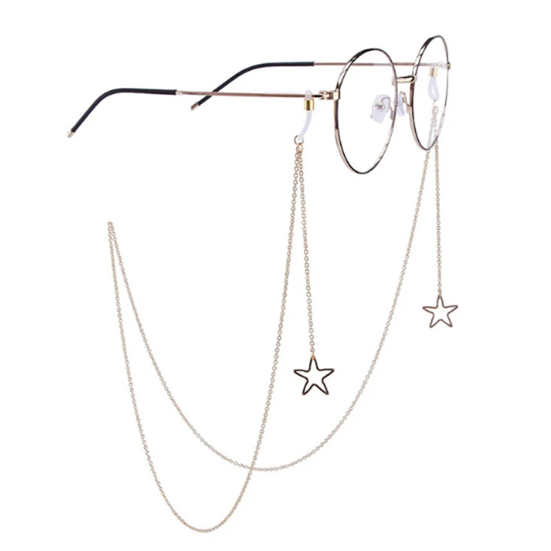 New Fashion Womens Penadant Eyeglass Chains Hollow Star Sunglasses Reading Glasses Chain Eyewears Cord Holder Neck Strap Rope