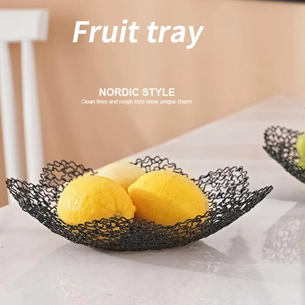 Creative Iron Fruit Bowl Countertop Storage Basket for Snacks Fruit Vegetables Kitchen Decorative Dish