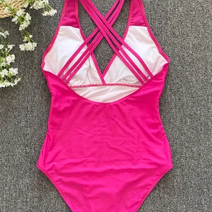 Sexy swimsuit for women, crossed bandage, back -free bath, monokini push up female, bath clothes, beach bath, 2022 12 Main Sales May Black - №4