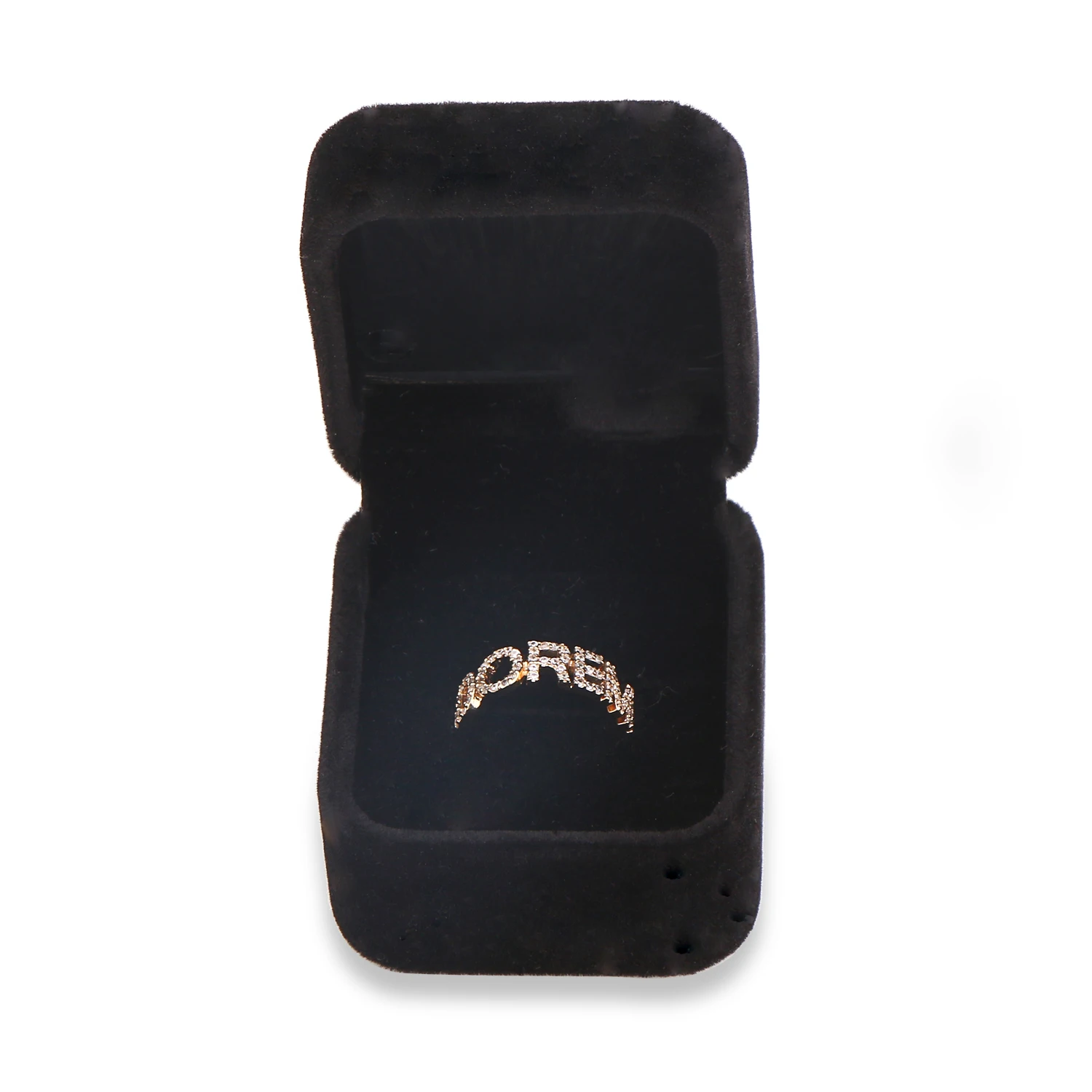 DOREMI Closed Ring Custom Name/Number Ring Iced Out Zircon Stone Letters  Personalized Ring For Women Men Size 7-12 For Gifts