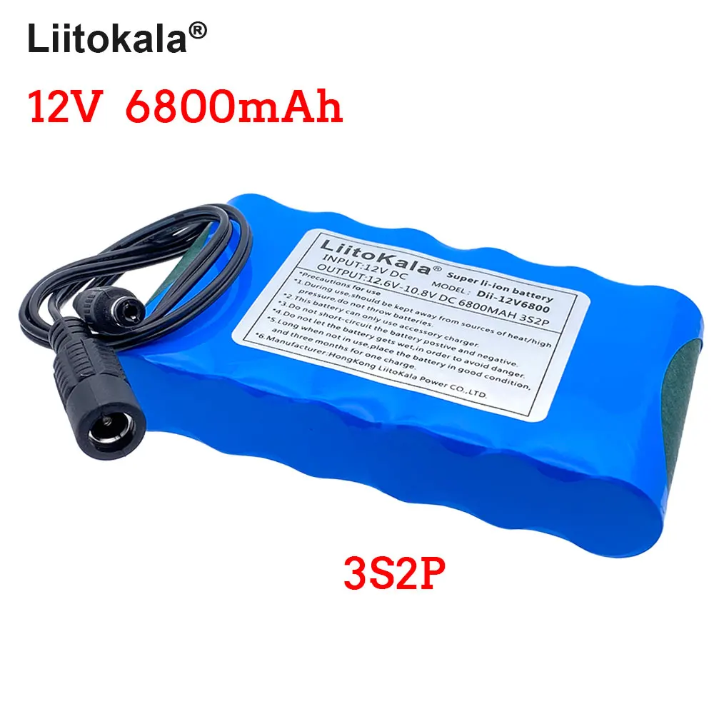 Nowy akumulator LiitoKala 18650 12V 6800mAh akumulatory litowe 12.6V zabezpieczenie płytki obwodu drukowanego dla kamera telewizji przemysłowej