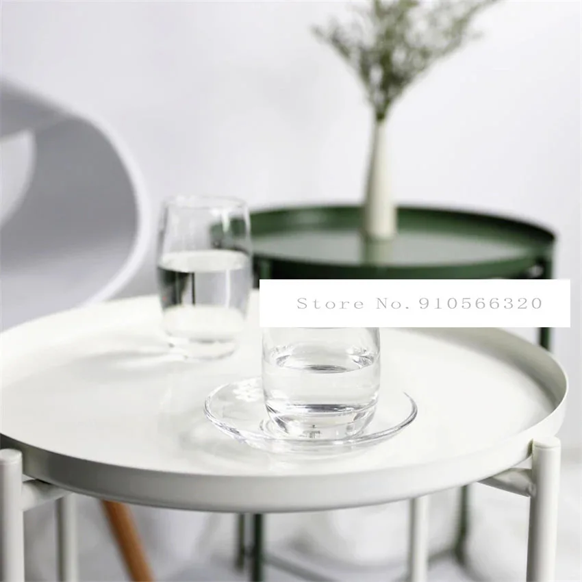 Nordic Style Modern Metal Round Tray Small Tea Table Coffee Table Sofa Side Living Room Carbon Steel Simple Elegant Furniture