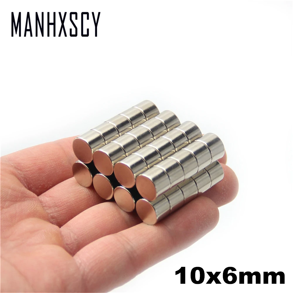 500pcs Neodymium N35 Dia10mm X 6mm  Strong Magnets Tiny Disc NdFeB Rare Earth For Crafts Models Fridge Sticking magnet 10x6mm