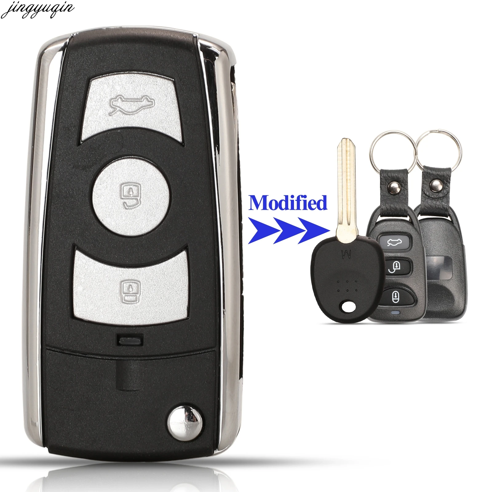 

Jingyuqin 10PX 3BTN Remote Car Key Case Shell For Hyundai Elantra 2007 2008 Avante HD 2009 Kia Carens 3 2007 III 2009 Left Blade