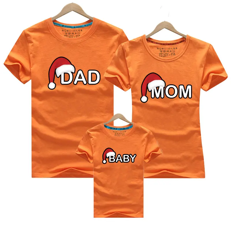 Dad Mom Baby Christmas T-Shirt Clothing for Family Matching Outfits Clothes Mother Daughter Father Son Look Mommy and Me Shirt