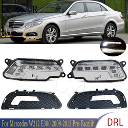 Front Bumper Fog Lamp Grille Cover For Mercedes Benz W212 E300 E350 E500 2009-2013 Pre-Facelift LED DRL Daytime Running Light