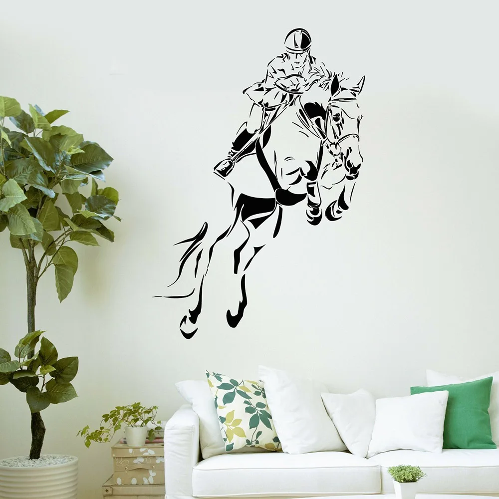 Jockey Horse Wall Decal Equestrian Sports Vinyl Wall Stickers Bedroom Living Room Home Decoration Accessories Art Mural C807