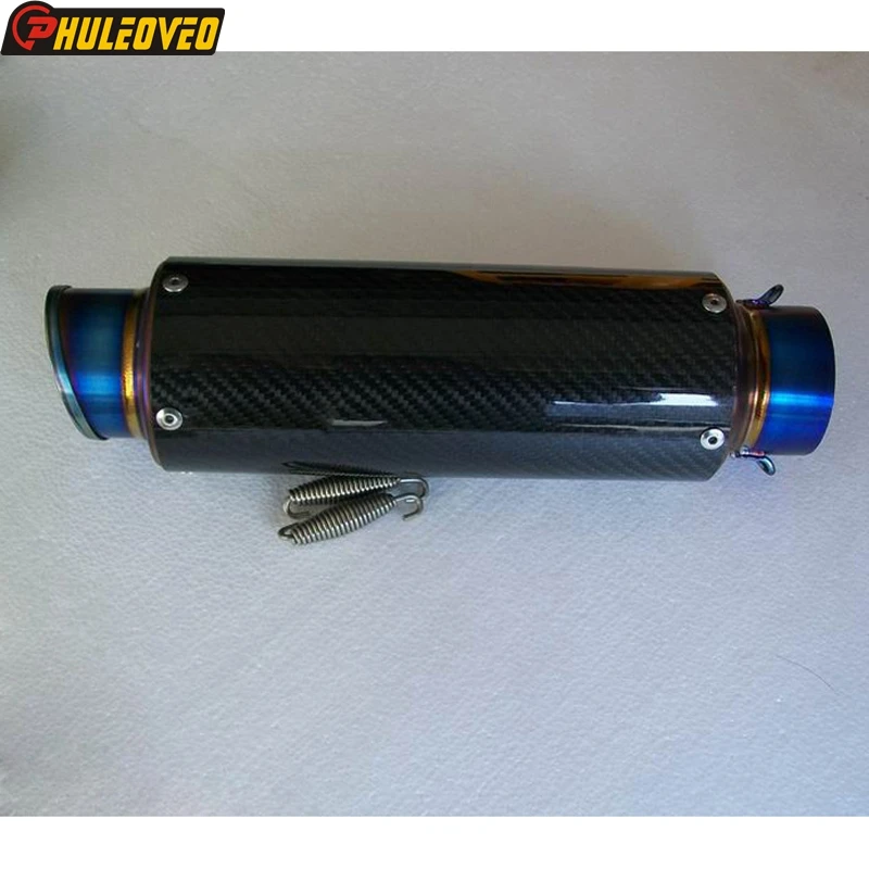 

Carbon Fiber Titanium Alloy Customized 51mm/54mm/57mm/61mm/63mm/65mm L:350mm Universal Motorcycle Exhaust Muffler Escape Demper