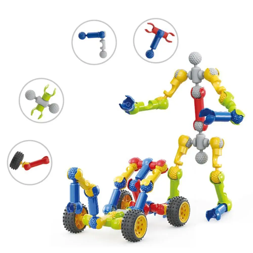 Educational Kids Toys Kuulee Joint Variety Chariot Plastic Building Blocks Educational Toys for Children Gift for Boys and Girls