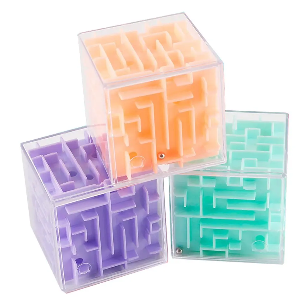 1pc 3D Maze Magic Cube Transparent Six-sided Puzzle Speed Cube Rolling Ball Game Cubos Maze Toys for Children Educational