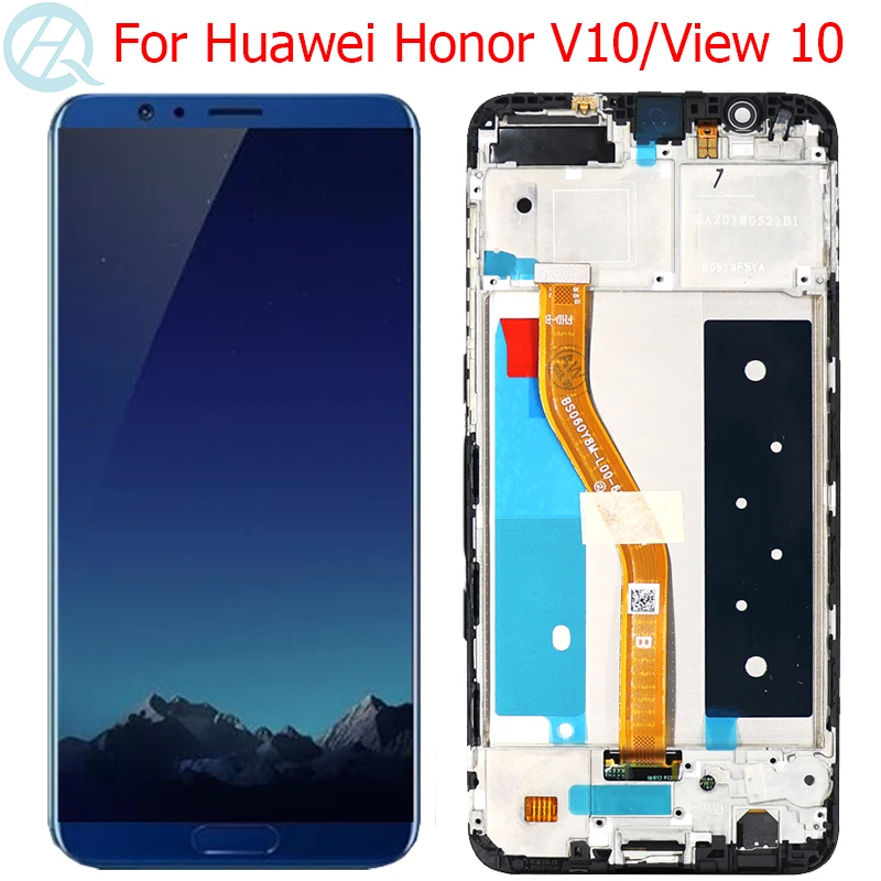 Huawei Honor V10 용 LCD 터치 스크린 유리 패널, 뷰 10 LCD, 프레임 포함, 5.99 인치 Honor 뷰 10 BKL-L09 BKL-AL20