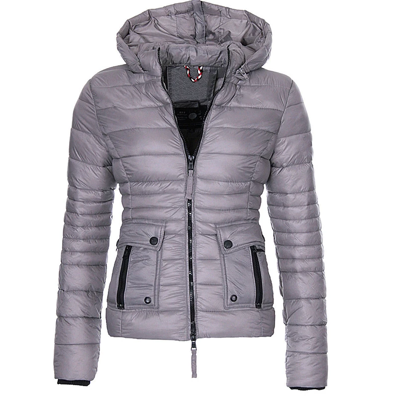 Women Winter Parka Warm Overcot Puffer Jackets and Coats Fashion Slim Fit Solid Casual Zipper Hooded Parkas Jacket Outerwear