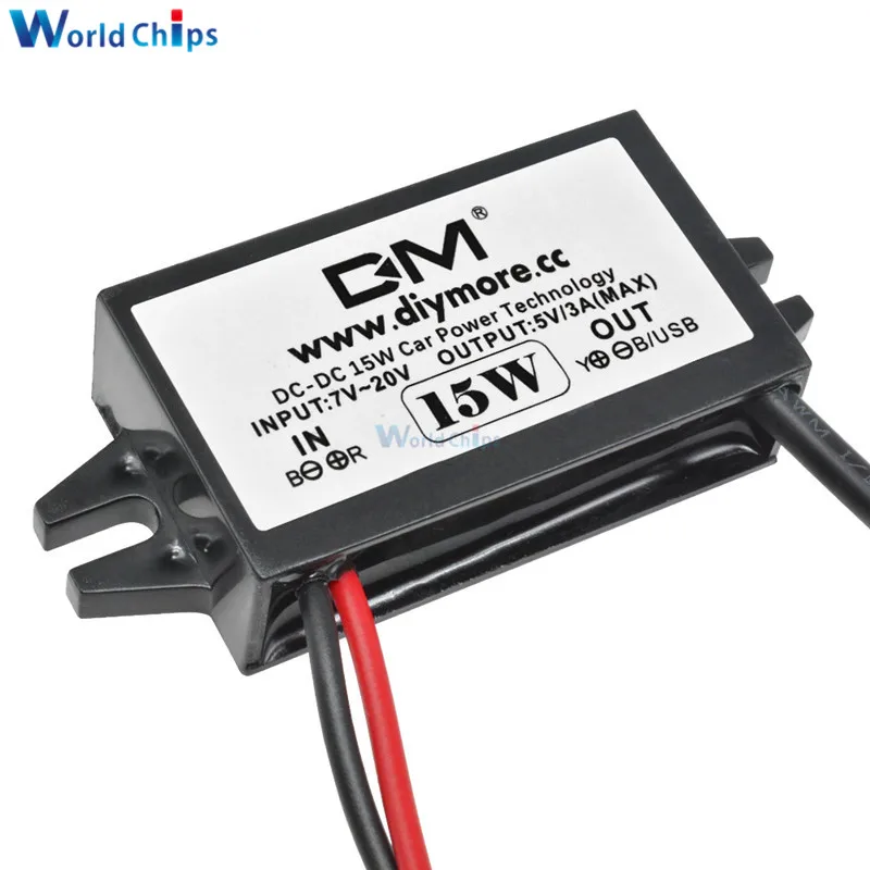 DC-DC 12V to 5V 3A Converter Step Down Power Supply Module Micro USB DC/DC Power Converter Waterproof