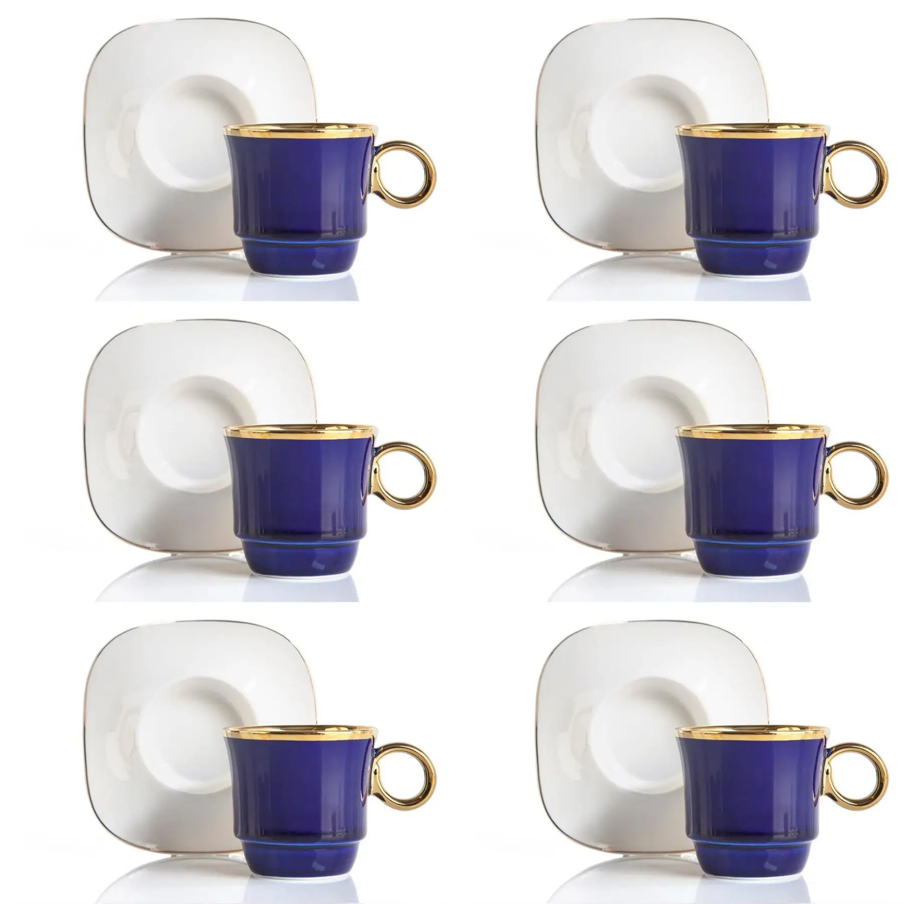 DOLBOVI 6lı Set Porcelain Turkish coffee cup and Saucer Set Navy Blue mug кружка coffee cup cup