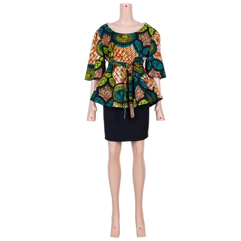 

In Stock African Print Wax Shirt for Women Dashiki Women Summer Shirt Plus Size Casual New Shirt All-match Tops WY8604